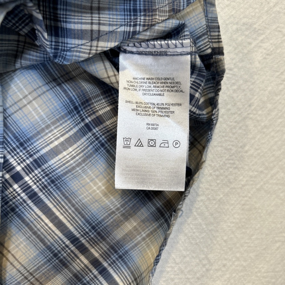 Columbia Shirt Mens Blue Plaid Button Long Sleeve L Zipper Pockets Regular Fit - Picture 5 of 8
